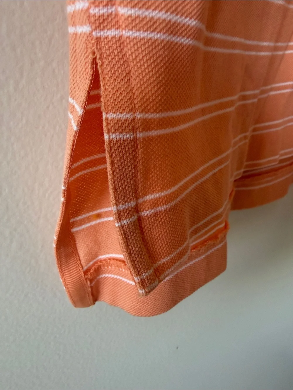 Ralph Lauren Polo Golf Orange Striped Polo with White Pony Logo Size Large‎